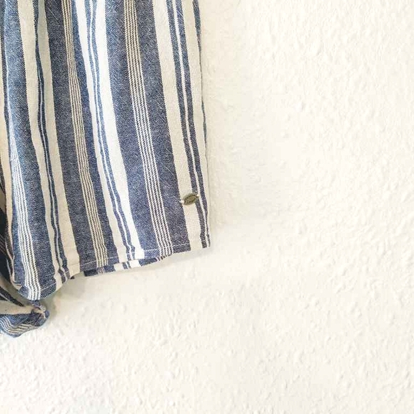 Pull & Bear Blue & White Stripe Crop Top & Short Coord Set - Picture 5 of 5